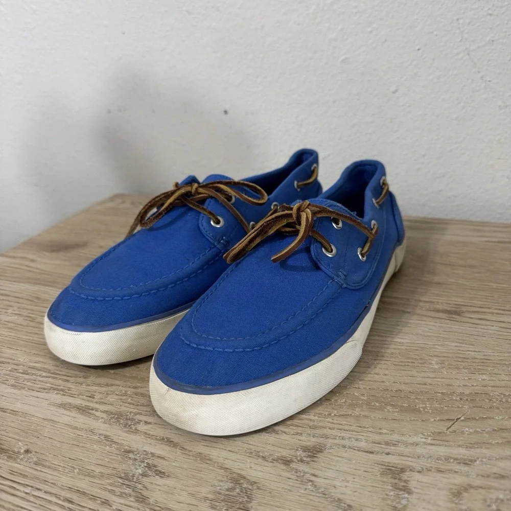 Polo Ralph Lauren Sander P Canvas Boat Shoes Moccasins Colby Blue Mens Size 10 D
